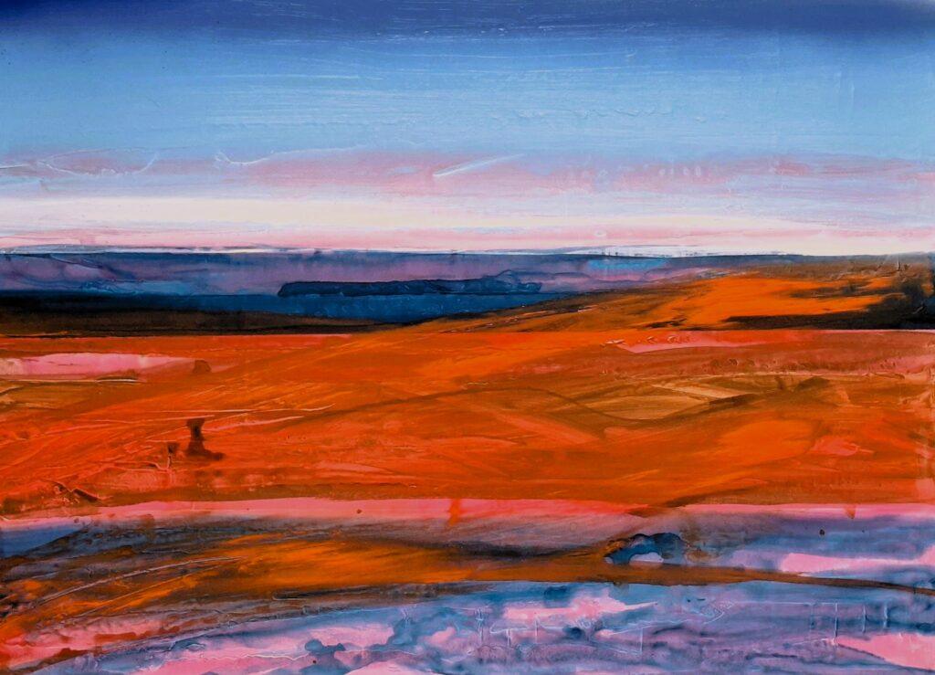 „Rote weite Ebene“ 100 x 70 x 3 cm Acryl-Mischtechnik auf Leinwand
