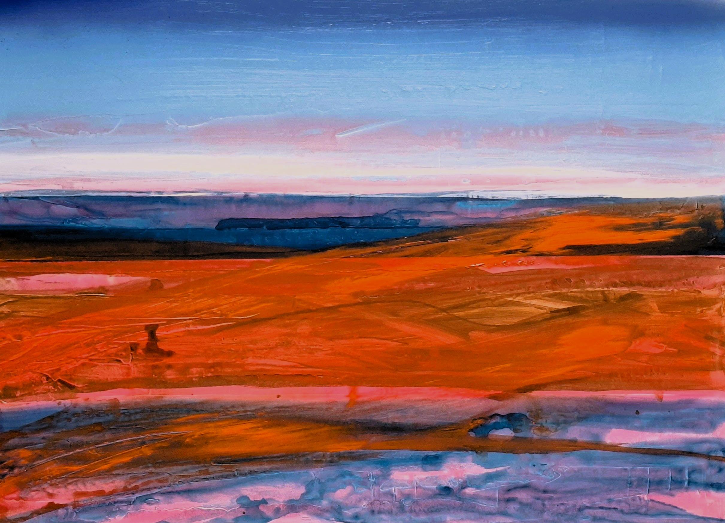 „Rote weite Ebene“ 100 x 70 x 3 cm Acryl-Mischtechnik auf Leinwand